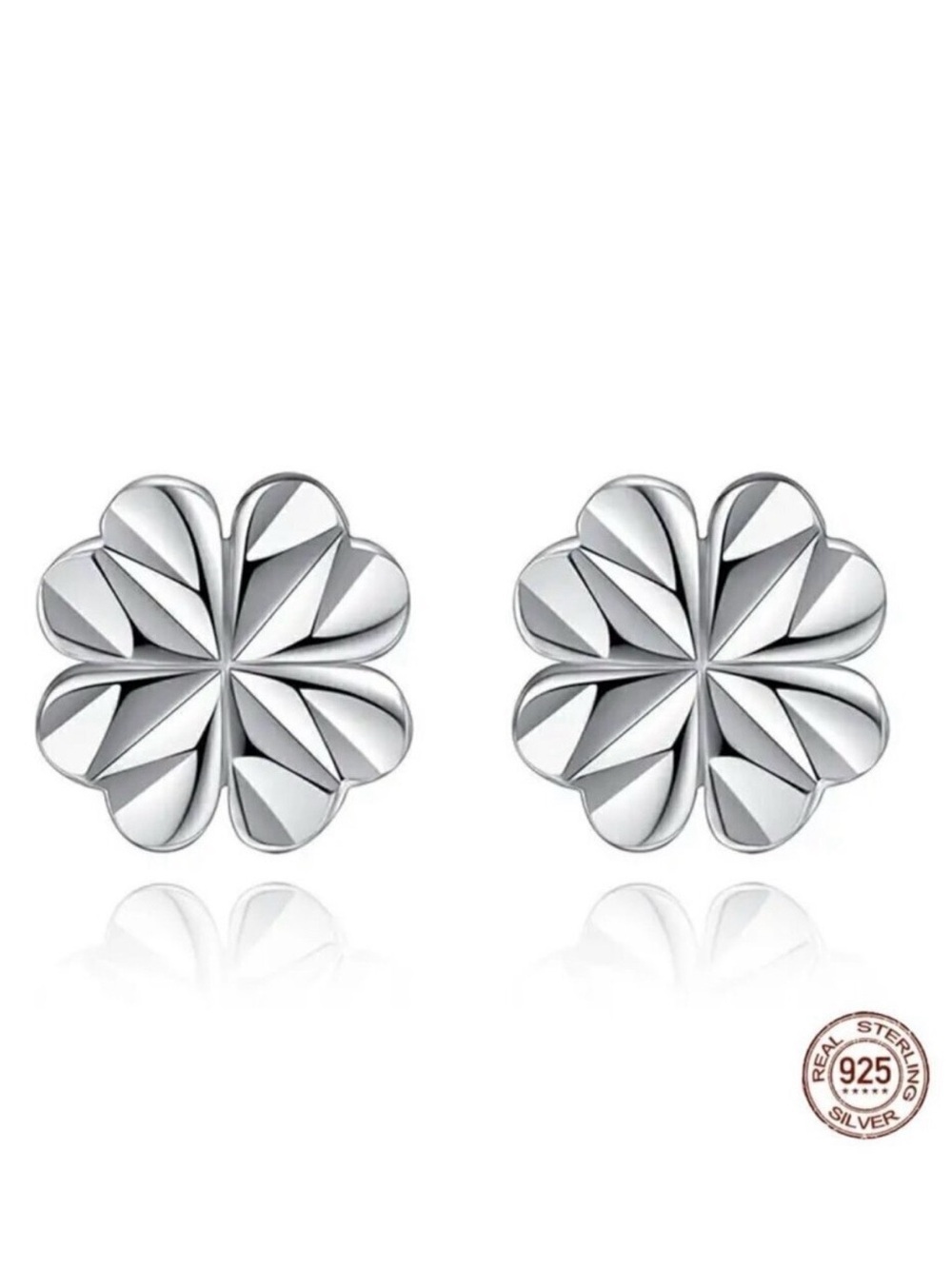 New Four Leaf Clover Stud Earrings S925 Silver Dainty Minimalist